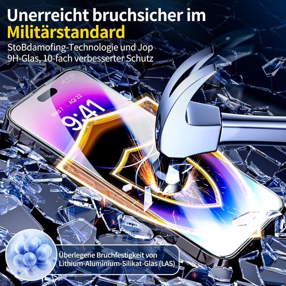 iPhone 14 Pro Max Screen Protectors 3 Pack Tempered Glass - Picture 5 of 10